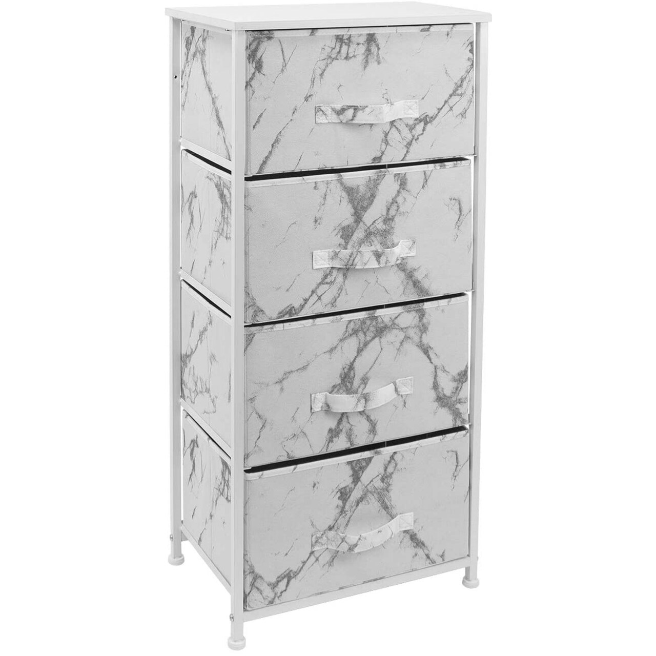 Sorbus Dresser with 4 Drawers - Bedside Furniture & Night Stand End Table Dresser with Steel Frame, Wood Top, Easy Pull Fabric Bins for Home, Bedroom Accessories, Office & Dorm
